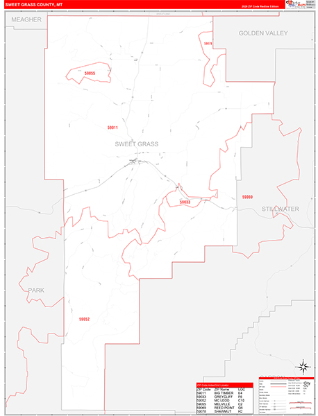 Sweet Grass County, MT Zip Code Map